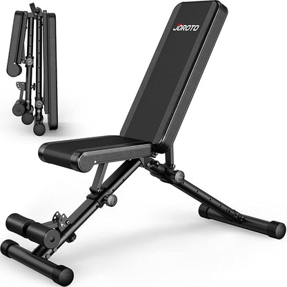 JOROTO Adjustable Weight Bench, 1300LBS Workout Bench for Home Gym Strength Training, Incline Decline Flat Bench Press with Wheels and Extended Backrest, Foldable Exercise Bench for Full Body Workout