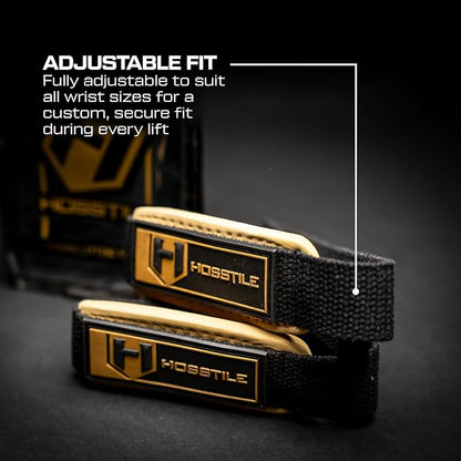 HOSSTILE Padded Lifting Wrist Straps (Pair) - Reinforced Support for Powerlifting, Bodybuilding, Gym Workouts, Strength Training, Deadlifts & Fitness Workouts - Extra Long, Durable, Adjustable