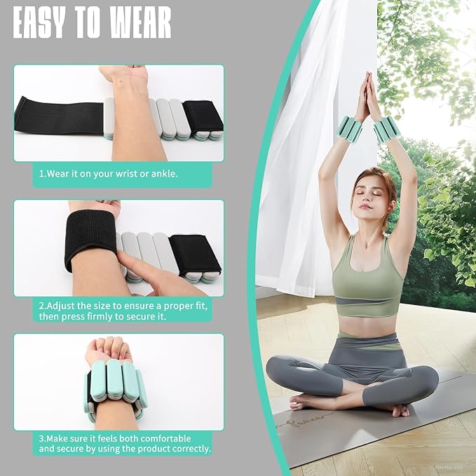 Ankle Weights for Women Men, Silicone Wrist Weights Set of 2 - Wearable Leg Weights/Arm Weights Ideal for for Home Gym Workout, Running, Yoga, Pilates, Barre, Exercise, Strength Training