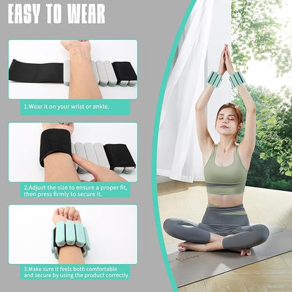 Ankle Weights for Women Men, Silicone Wrist Weights Set of 2 - Wearable Leg Weights/Arm Weights Ideal for for Home Gym Workout, Running, Yoga, Pilates, Barre, Exercise, Strength Training