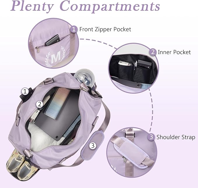 Gym & Sports Duffle Bag, Black, T Size, Polyester, Water Resistant, 5 Compartments, Zipper Closure, Web Handle, Fixed Strap, Perfect for Gym, Sports, Travel & Everyday Use