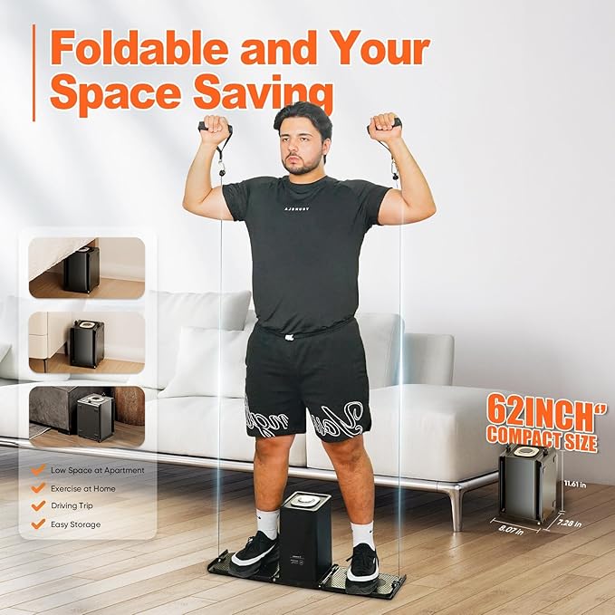 SR3 Pro Gym Equipment for Home, All in One Workout Machine, Fitness Portable&Foldable Small Space Compact Strength Training Cable Machine for Full Body Workouts