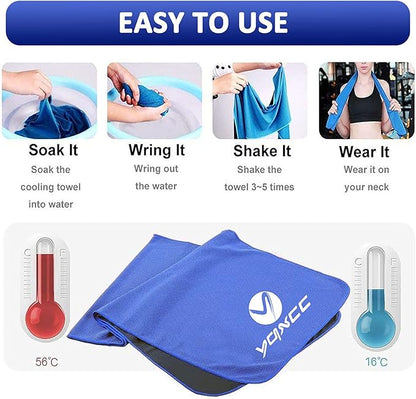YQXCC Cooling Towels | 4 Pack 40"x12" | Cool for Neck | Microfiber Soft Breathable Chilly | for Sports, Yoga, Golf, Gym, Camping, Running, Workout & More Activities