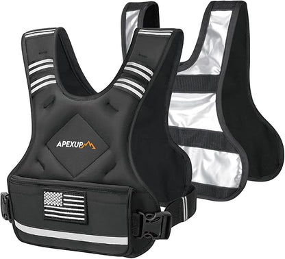APEXUP Adjustable Weighted Vest, 4-10lb/12-18lb/20-32lb Vest with 6 Ironsand Weights and Large Pocket, Weight Vest for Men Women Strength Training, Running, Walking