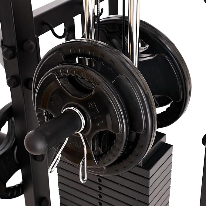 Altas Strength 3061B Smith Machine with Adjustable Lever Arms, 2:1 Pulley Ratio All-in-One Home Gym System, Commercial Grade Squat Rack with Dual 440lbs Weight Stacks & Attachment (Safe Solo Training)