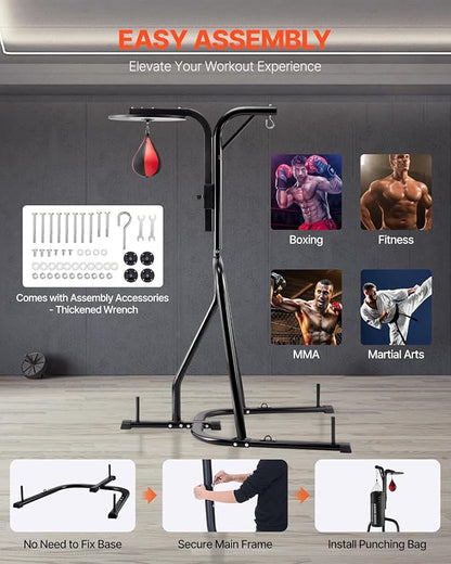 VEVOR 2 in 1 Punching Bag Stand, Steel Heavy Duty Workout Equipment,Freestanding Sandbag Rack,for Home Gym Fitness