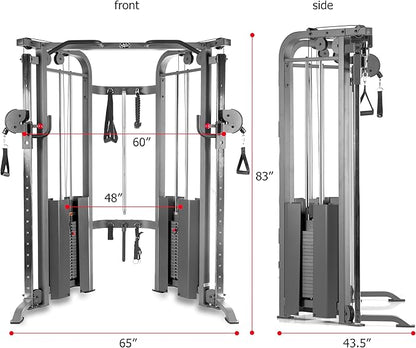 XMARK Functional Trainer Cable Machine, Dual Weight Stack Cable Pulley Machine for Strength Training, Commercial and Home Gyms, and Rehab Facilities