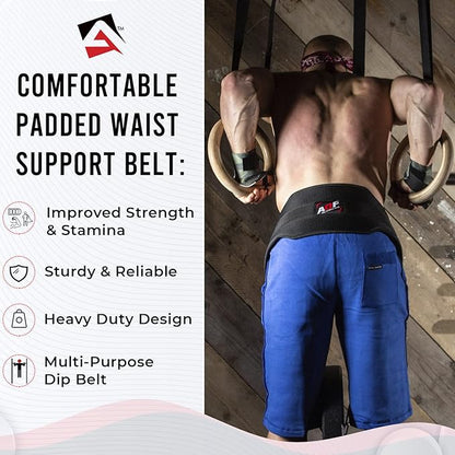 AQF Dip Belt for Weightlifting - Weight Belt with 36" Heavy Duty Steel Chain - Neoprene Padded Back Support Gym Lifting Belt for Powerlifting, Bodybuilding, Squat, Fitness & Pull up Training