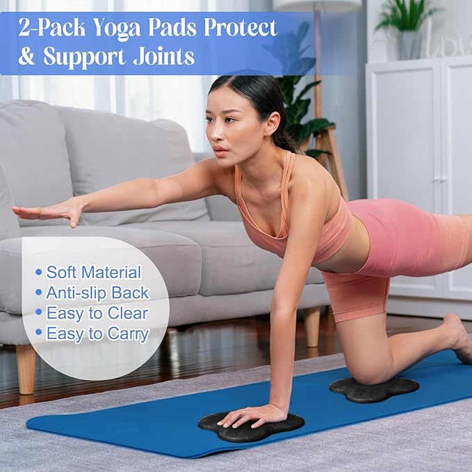 5 Pcs Yoga Blocks Knee Pads Yoga Strap Set Soft Premium Foam Blocks Accessories for Pilates Meditation General Fitness Stability, Kneeling, Balance, Deepen Stretches and Toning