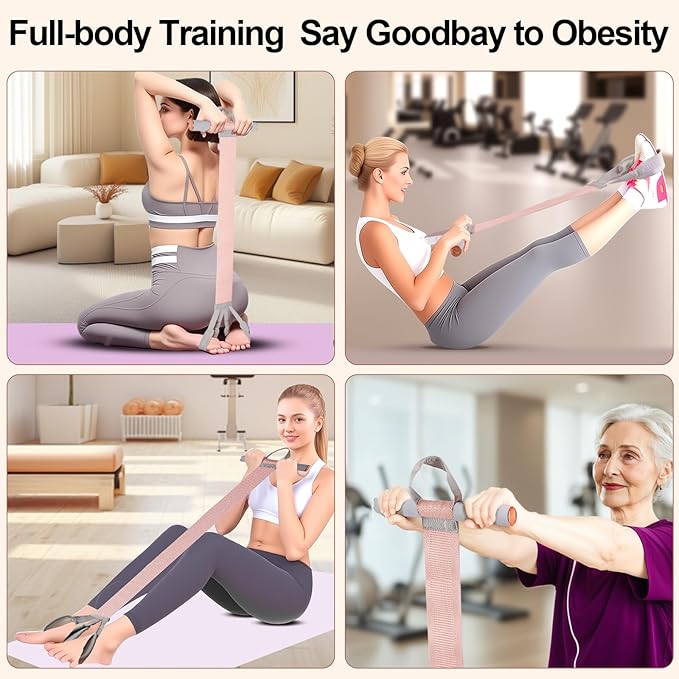 Fabric Resistance Band with Handles,Non-Slip Foot Pedal Puller Resistance Band for Legs & Glutes Working Out