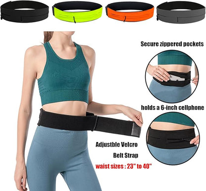 AnsrJ Adjustable Running Belt, Runners Fanny Pack for Women & Men.hidden money belt for travel. Slim Thin Elastic Waistband.Workout Fitness Exercise Gym Phone Holder Belt.