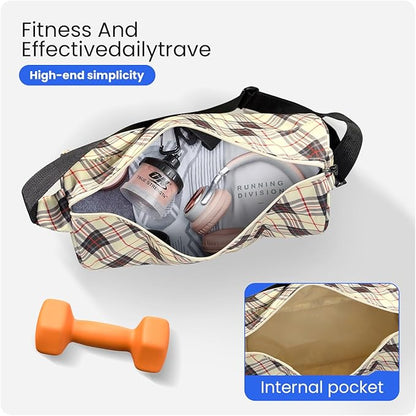 C&F BOGMOST Small Gym Bag for Women & Men,Small Lightweight Duffel Bag Carry On Bags Mini Duffel Travel Bag Waterproof Sports Bags for Workout/Sport/Trave,Line Grid