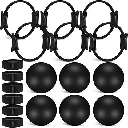 18 Pcs Pilates Ring and Ball Set with Resistance Bands Home Workout Pilates Equipment 11.8 Inch Magic Circle with Padded Handles, Mini Ball for Strength, Toning and Flexibility