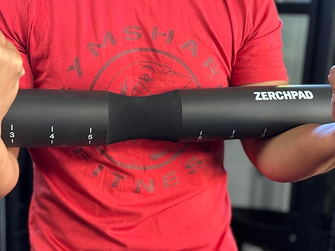Barbell Pad Squat Pad Designed Specifically for Zercher Squats - Great for Zercher Squats, Front Squats and Hip Thrusts — Extra Long Length—Fit Standard and Olympic Bars Perfectly