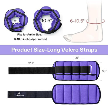 Sportneer Adjustable Ankle/Wrist Weights for Men Women Kids, Weighted Leg & Cuff Strength Training for Yoga Walking Running Aerobics Gym Fitness Physical Therapy
