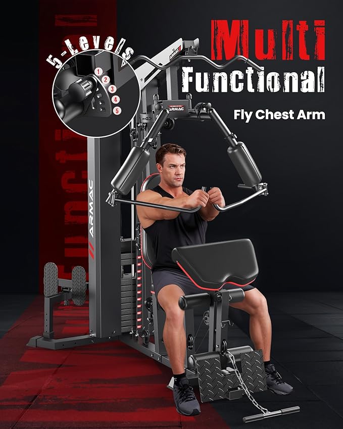 Sportsroyals Home Gym, Multifunctional Gym Equipment, Workout Equipment with 150LBS Weight Stack, for Leg Press, LAT Pull Down, Chest Presses