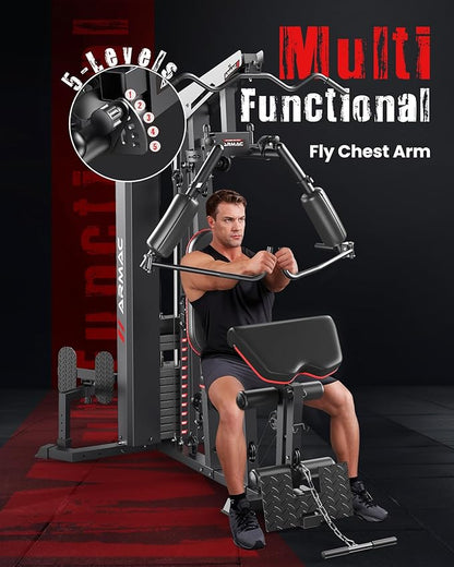 Sportsroyals Home Gym, Multifunctional Gym Equipment, Workout Equipment with 150LBS Weight Stack, for Leg Press, LAT Pull Down, Chest Presses
