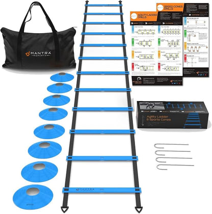 Soccer Training Equipment Agility Ladder Set, Sports Speed & Agility Training Equipment Kit with Cones & Drills, Speed Training Ladder for Footwork, Football Training Equipment