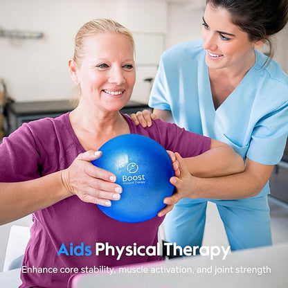 Small Exercise Ball with Pump, 9 Inch Mini Pilates Ball with Exercise Guide, Small Workout Ball for Stability, Fitness, Barre, Yoga, Core Training & Physical Therapy, Blue