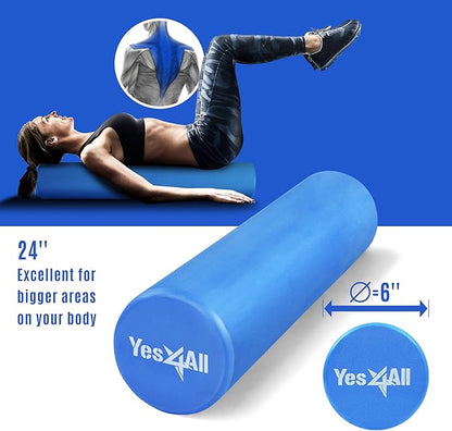 Yes4All EVA Firm Foam Roller for Back - Round Back Roller for Exercise, Yoga & Pilates 12/18/24/36 inch