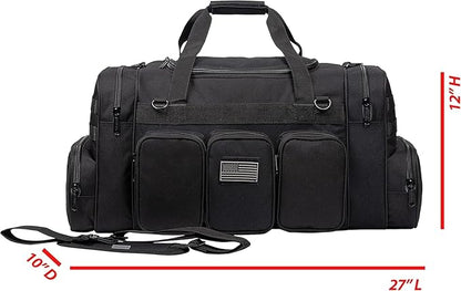 K-Cliffs Tactical Range Duffel Heavy Duty Travel Bag Quality Sport Gear Gym Tote Molle Lockable With US Patch (Combo)