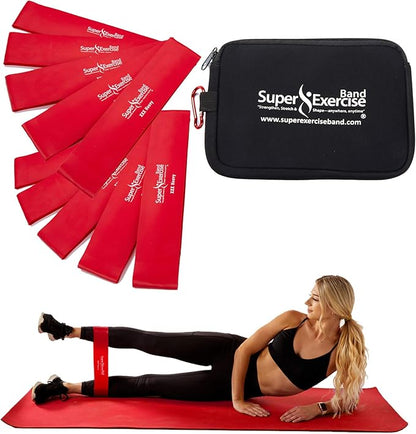 USA 14" x 3" Extra Long Latex Free Mini Loop Bands in 3, 5, 10 Pack Sets. 10 Strengths for Resistance Training, Stretching, Yoga, Toning. Plus an Exclusive iPhone App and E-Book.
