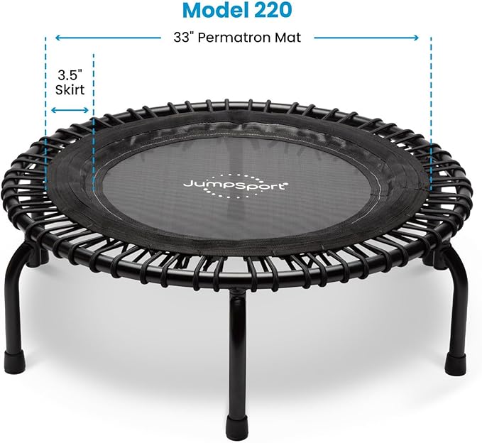 JumpSport 39" ESSENTIAL Fitness Trampoline | Model 220, 230, 250 | Exercise Trampoline | 30 Low-Impact Bungees