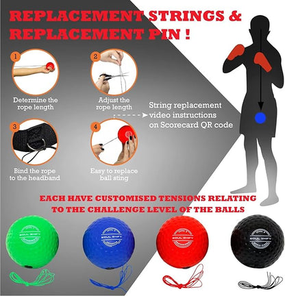 Soul Shift - Boxing Reflex Ball – Dual Competition Set | 2 Adjustable Headbands + 2 Training Balls + App Included | Speed, Agility & Hand-Eye Coordination for Adults & Kids | MMA Training Equipment