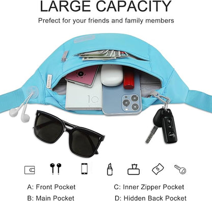 MAXTOP Large Crossbody Fanny Pack with 4-Zipper Pockets,Gifts for Enjoy Sports Festival Workout Traveling Running Casual Hands-Free Wallets Waist Pack Phone Bag Carrying All Phones