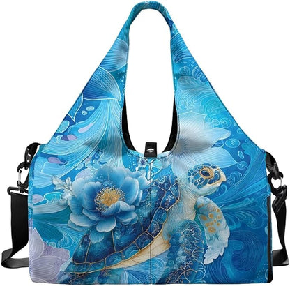 Gym Bag with Yoga Mat Holder Large Tote Bag With Multi Pockets for Women Men Dry Wet Separated Pocket Carryall Yoga Tote Bag for Pilates Travel Workout Office