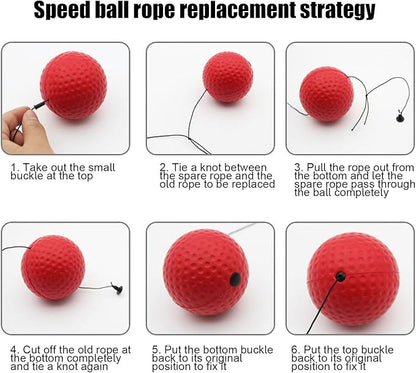 Boxing Reaction Ball Set, 6cm PU Foam Head-Mounted Balls for Reflex, Speed Training, Red Hard Ball, Tennis, Soft and Heavy Balls, Professional Use