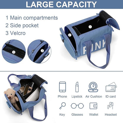 Mini Small Crossbody Bag Gym Bag for Women Men, Cute Small Duffle Bag Aesthetic Sports Handbag, Waterproof Gym Tote Bag Portable Fitness Shoulder Bag for Sports Travel (Blue-b)