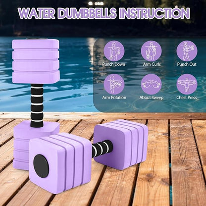 Aquatic Exercise Dumbbells, 2PCS Foam Water Weights, Aerobic Exercise Fitness Equipment Dumbbell, Dumbbells Set for Water Aerobics Weight Loss, Pool Fitness, Underwater Exercise