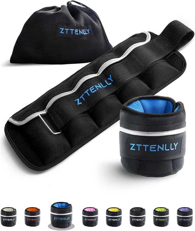 Adjustable Ankle Weights 1-5/10/15/20LBS Pair with Carry Bag - Breathable Fabrics, Reflective Trim - Strength Training Leg Wrist Arm Ankle Walking Weights Sets for Women Men Kids