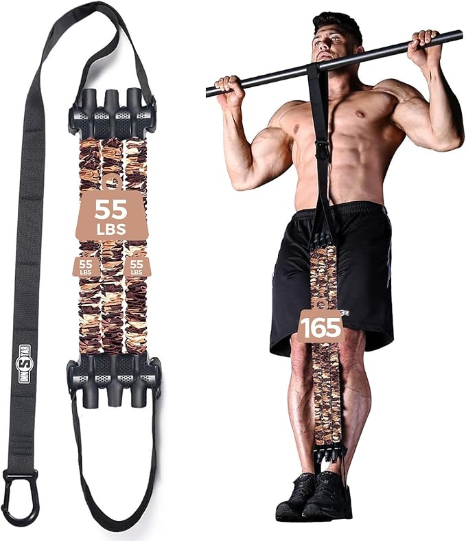 Innstar Pull Up Assistance Bands, Heavy Duty Resistance Band for Pull Up Assist, Adjustable Resistance 165-265lbs with Fabric Feet/Knee Rest, Pull Up Bands Assistance Bands