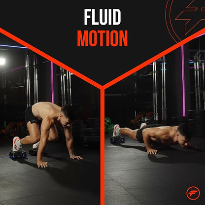 -ABLE Multi-Directional Fitness Gliders (Pair) – Patented 360° All-in-One Bodyweight Training System, Ab Roller, Push Up Bars & Core Sliders – Portable Home Gym Equipment for Full Body, Chest & Ab Workouts