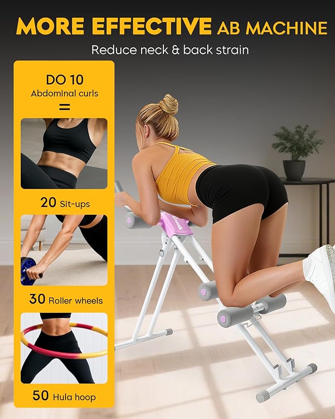 Ab Machine Abdominal Stomach Workout: Adjustable Ab Trainer Machine Ab Cruncher Core Strength Training Equipment for Home Gym Foldable for Women and Men