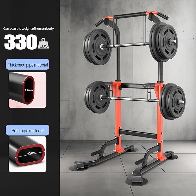 K KINGKANG Power Tower Pull Up Dip Bar For Home Gym Multi-Functional adjustable Strength Training Fitness Workout Station Chin-Ups Push-Ups Pull-Ups Dip-Ups 330LBS T055CDC