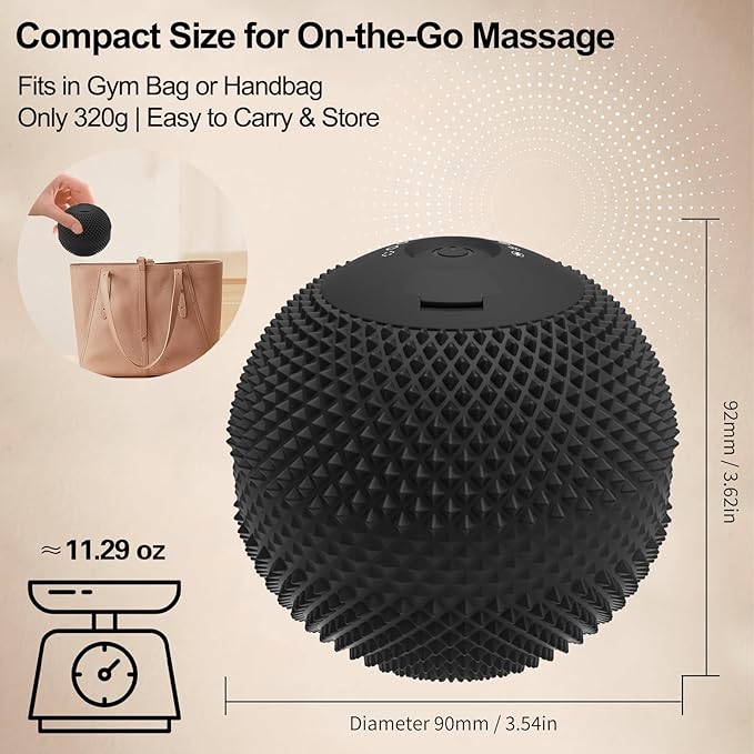 Vibrating Massage Ball with Heat, 7 Modes, Memory Function, Myofascial Release, Deep Tissue Muscle Recovery Ball for Trigger Point Massage - Mobility Ball Back & Hip Release Tool (Black)