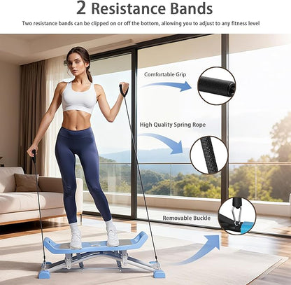 Portable Ski Balancing Machine, Ski Simulator Balance Board with Resistance Bands & LCD Monitor, Full Body Cardio Workout Stepper Exercise Machine 300 lbs Capacity, Ski Exercise Machine for Home