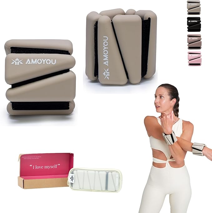 AMOYOU Wrist & Ankle Weights for Women – 2 lb Ankle Weights (Set of 2, 1 lb Each) | Arm Weights for Women | Leg Weights for Walking, Yoga, Cardio & Strength Training