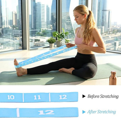 Multi-Functional Stretch Band for Pilates, Elastic Yoga Stretching Strap with Loop 12 Loops Stretch band Yoga Strap with 12 Loops for Dance, Gymnastics, Flexibility & Resistance Training, Ballet