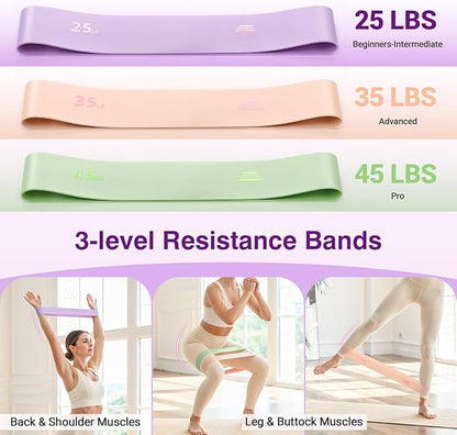 Rhino Valley Home Pilates Kit for Women, Pilates Equipment with 13'' Magic Circle, Mini Ball, 5 Resistance Bands, Bag & Guides, Beginner Home Workout Essentials Set for Full-Body Exercise