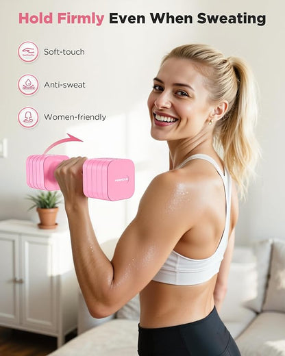 FEIERDUN 5-in-1 Adjustable Dumbbell Set of 2, 12LBS/20LBS Hand Weights for Women, Men, 1s-Adjust Dual-Stable Dumbbell Set for Women Home Gym & Outdoor