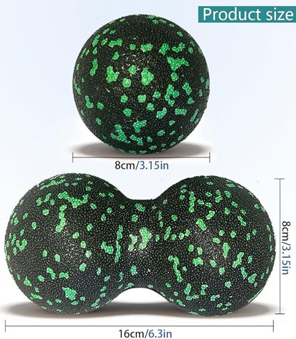 Set of 2 Peanut Massage Ball - Double Ball for Trigger Point Therapy, Myofascial Release, Deep Tissue Fitness Massage & Relax Tight Muscles, Trigger Point Massage Ball (Green)