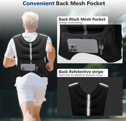 Weighted Vest for Woman Men,8 lb Weight Vest Reflective Stripe with Adjustable Strap Pocket Running Vest Workout Strength Training Walking