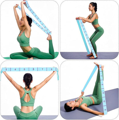 Yoga Bands For Stretching 11 Loops Yoga Stretch Strap With Loops Elastic Physical Pilates Stretch Band For Flexibility(Blue)