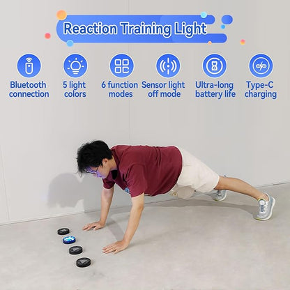 4Pcs/Pk Agile Reaction Training Lamp Set, 6-Functions 5-Lights Timing Speed Agile Reaction Light Quick Response Sports Reaction Training Light Enhancing Speed and Agility Perception Tools