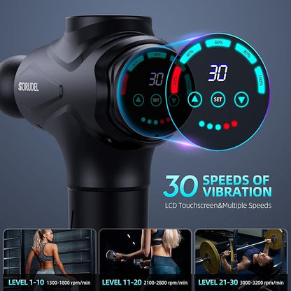 Massage Gun Deep Tissue, Massage Gun, Muscle Massager with 30 Speed Levels 10 Heads Black