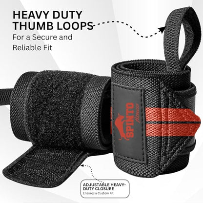 18" Wrist Wraps for Weightlifting USPA-Approved Wrist Support with Thumb Loop Heavy Duty Wrist Braces for Powerlifting, Gym, Cross Training & Strength Training for Men & Women